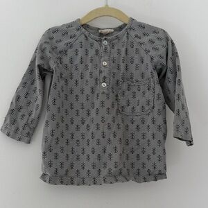 Piupiuchick Gray Patterned Kids Henley Long Sleeve Shirt 3 Years